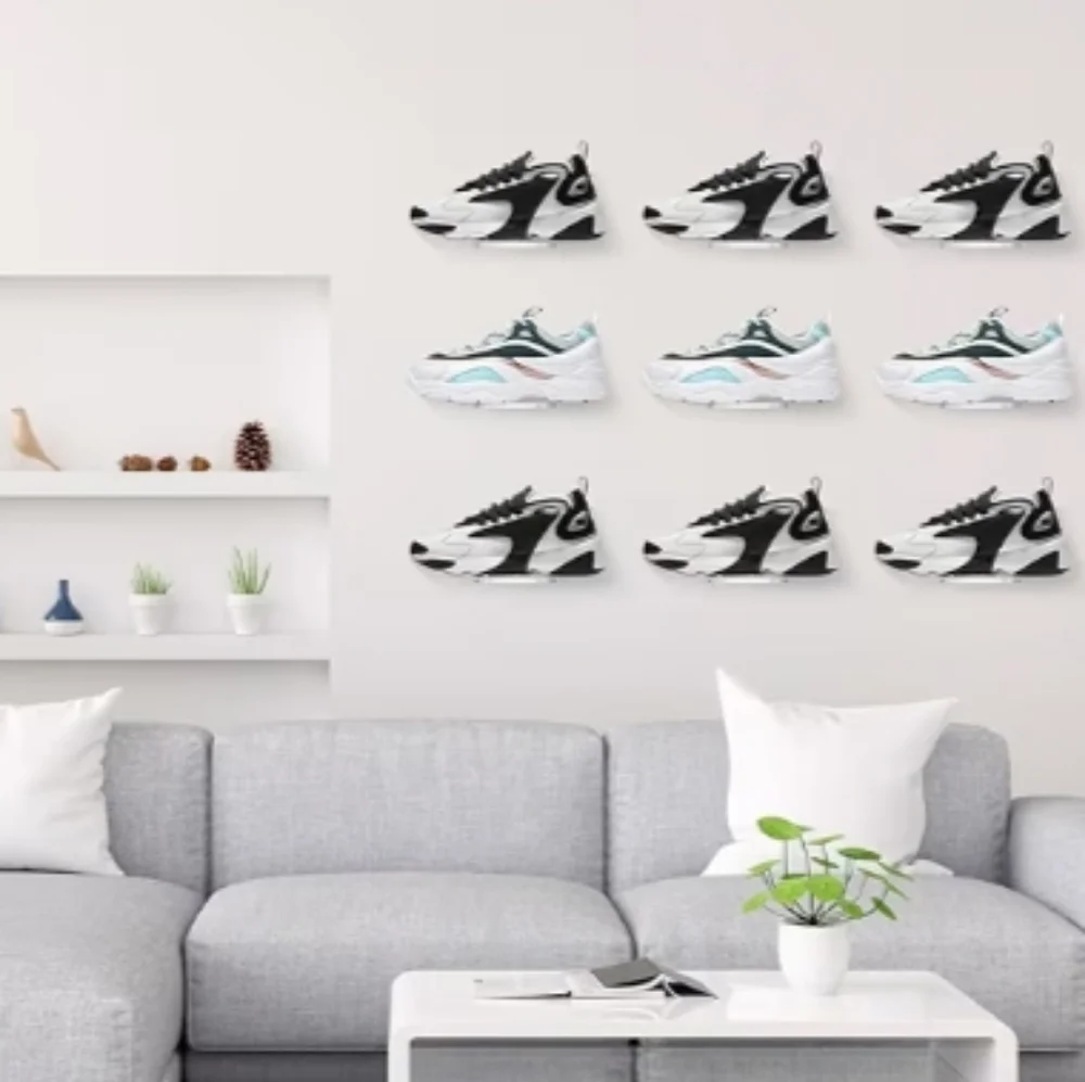 12 Pack NEW Clear Acrylic Floating Shoe Display Shelves